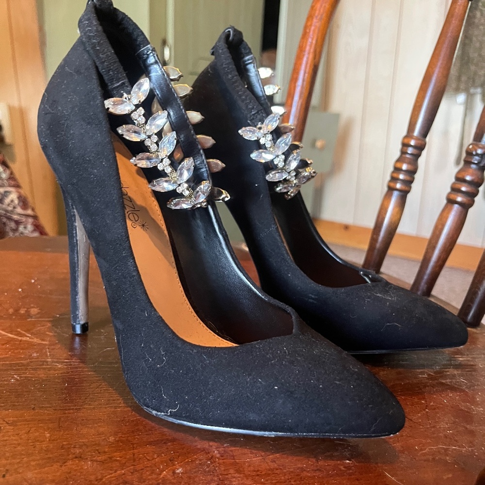 Black stilettos gemmed ankle